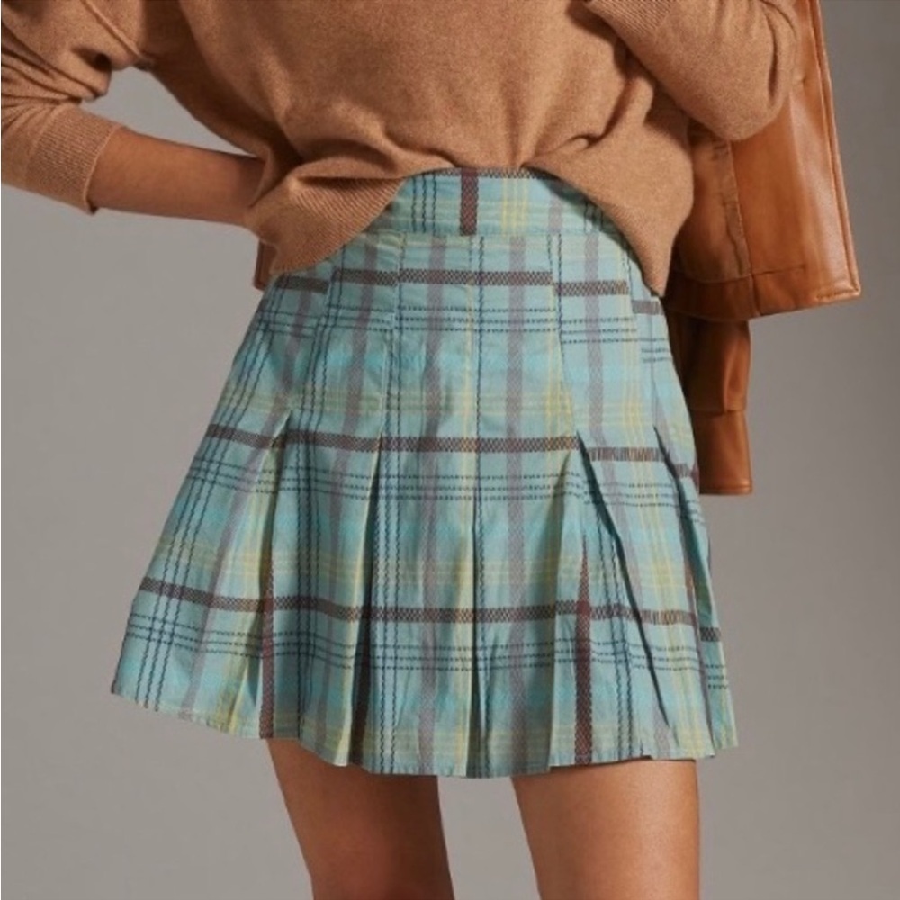 Anthropologie Blue Plaid Skirt